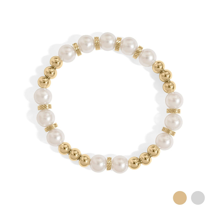 18K Gold PVD Glass Pearl Stretch Bracelet - Wild Azalea Boutique