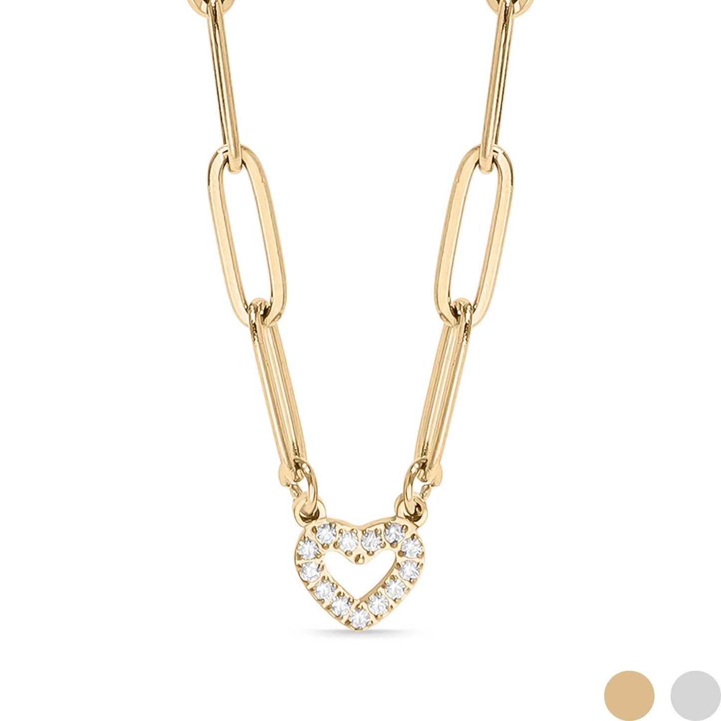 18K Gold PVD Heart Paperclip Necklace - Wild Azalea Boutique