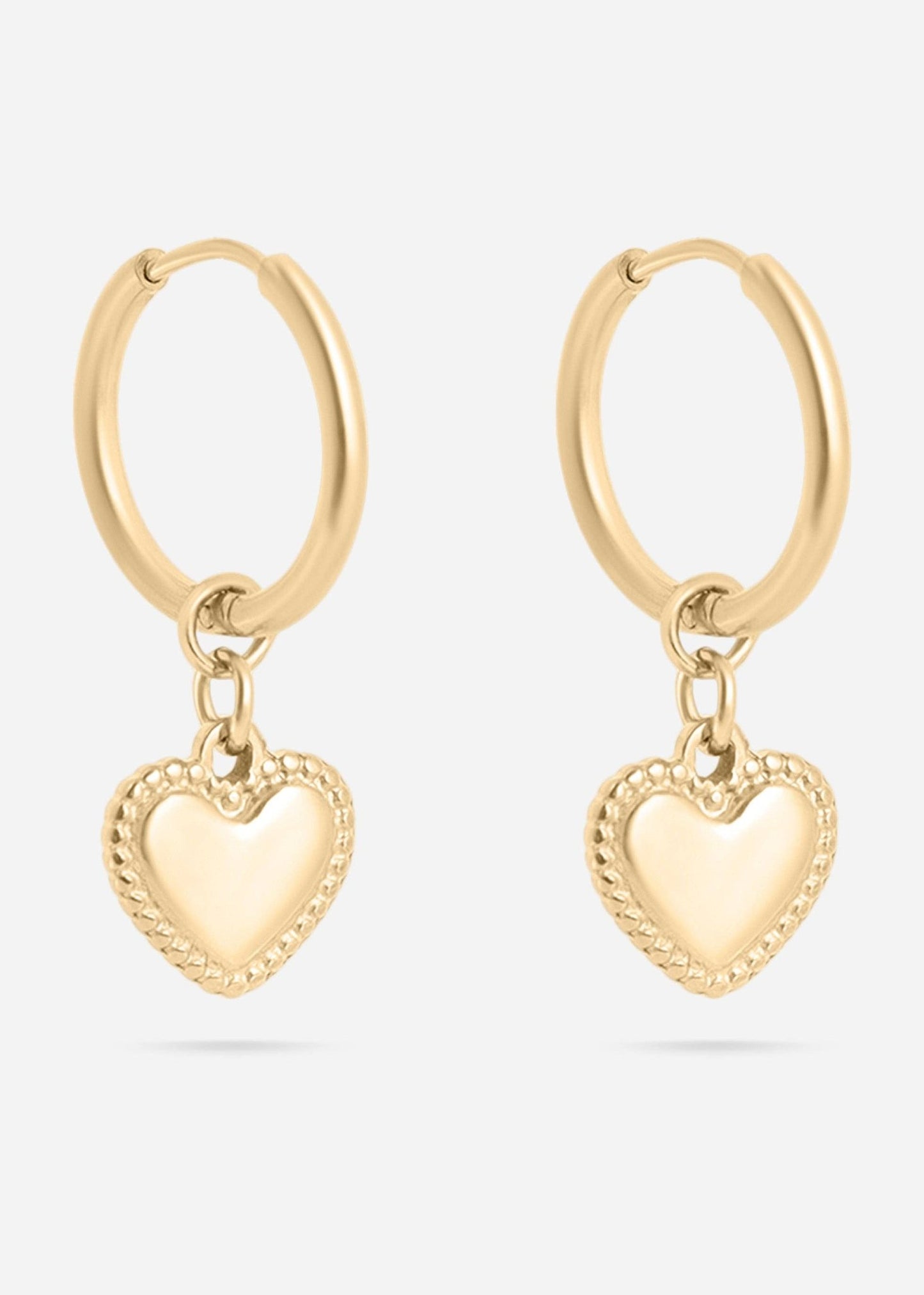 18k Gold PVD Heart Pendant Hoop Earrings - Wild Azalea Boutique