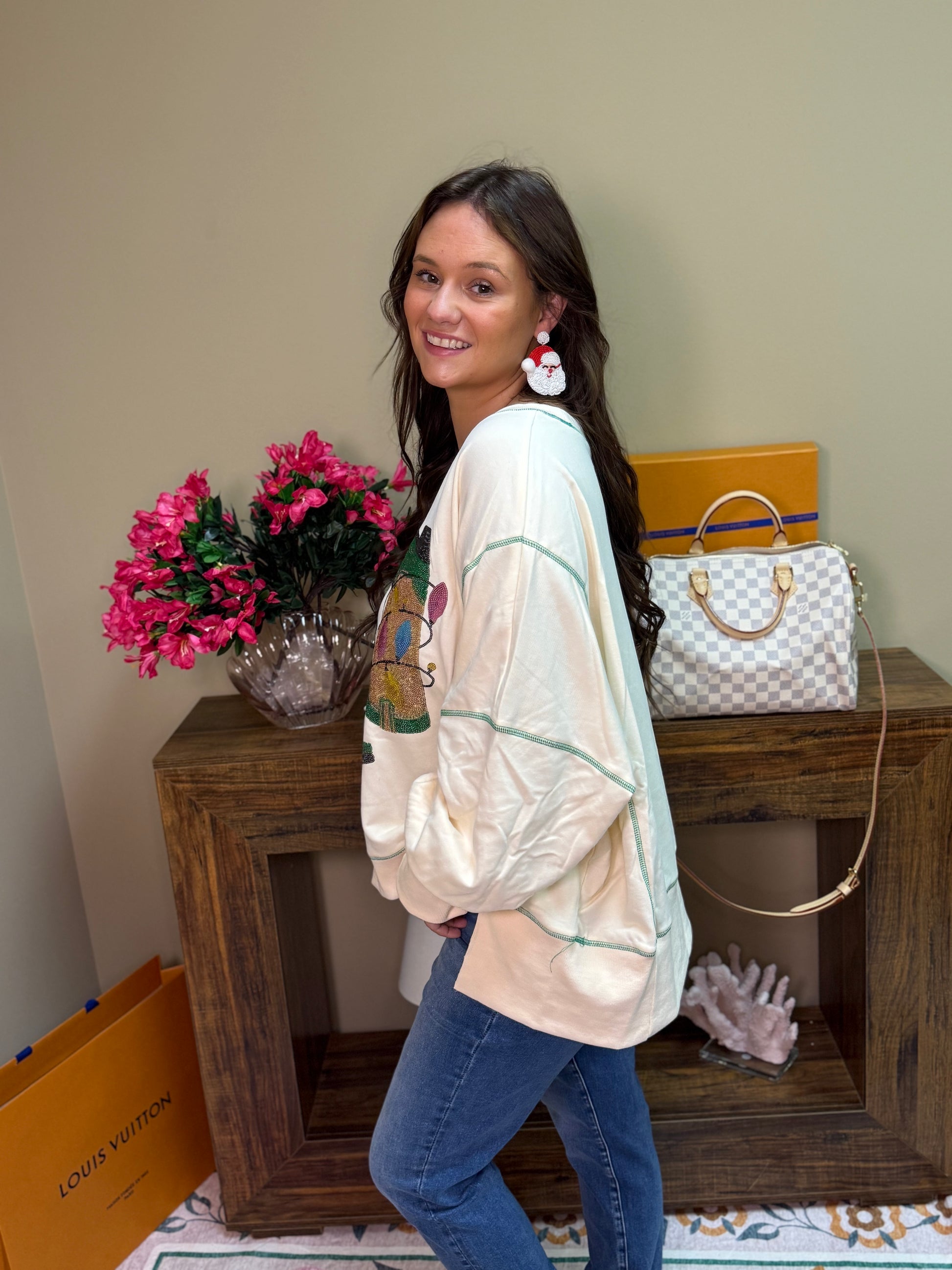 Multicolor Sequin Boot Christmas Sweater- Wild Azalea Boutique