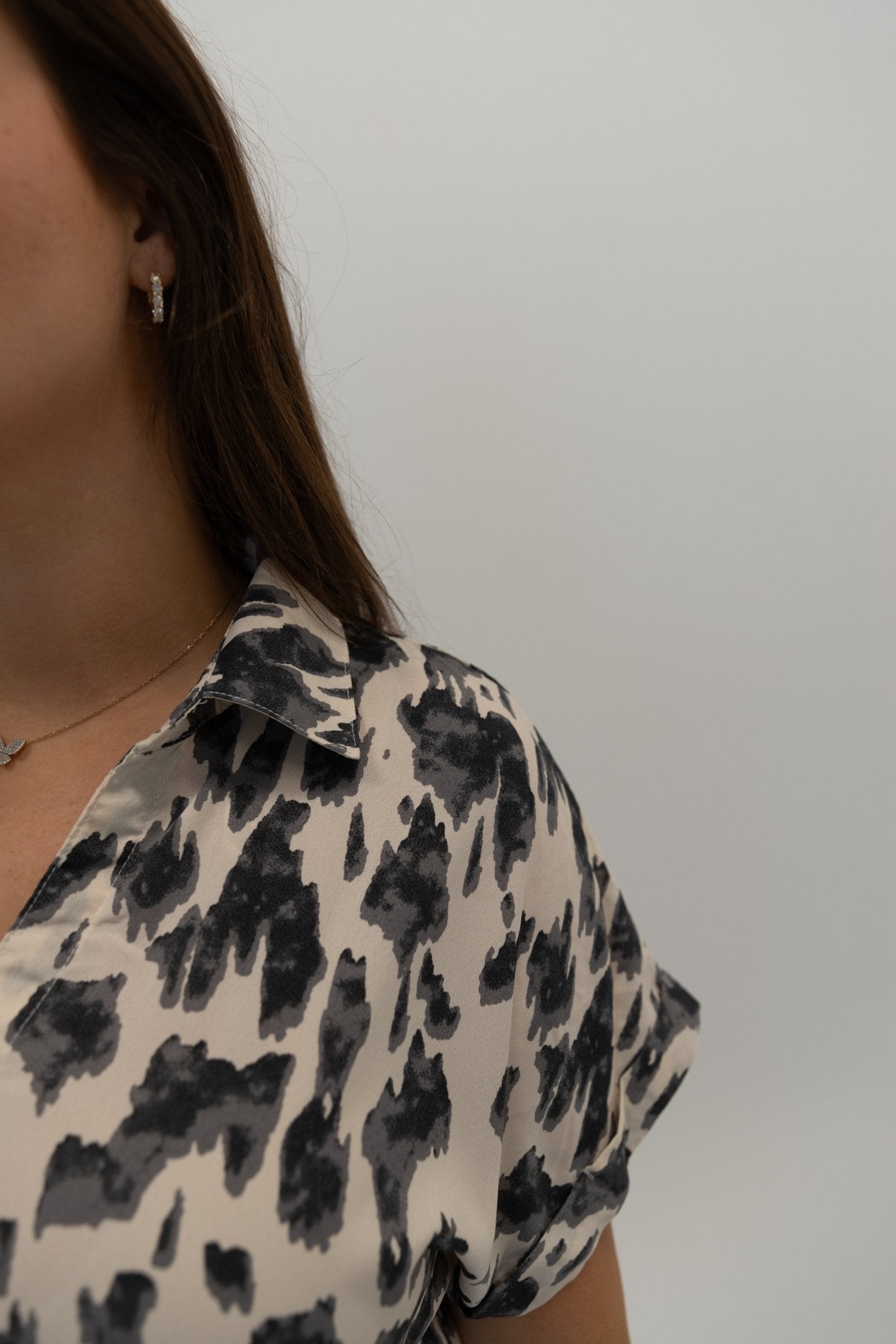 Animal Print Collared Split Neck Tiered Dress - Wild Azalea Boutique