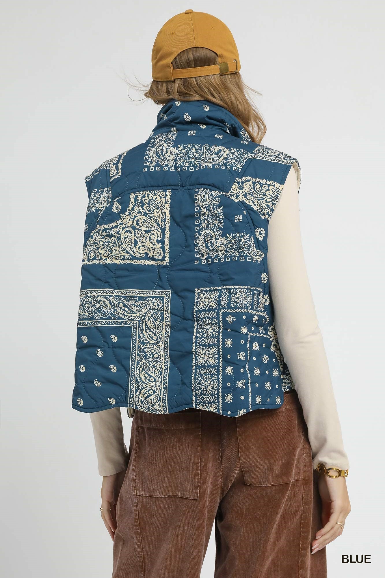 Bandana Print Quilted Puffer Vest - Wild Azalea Boutique