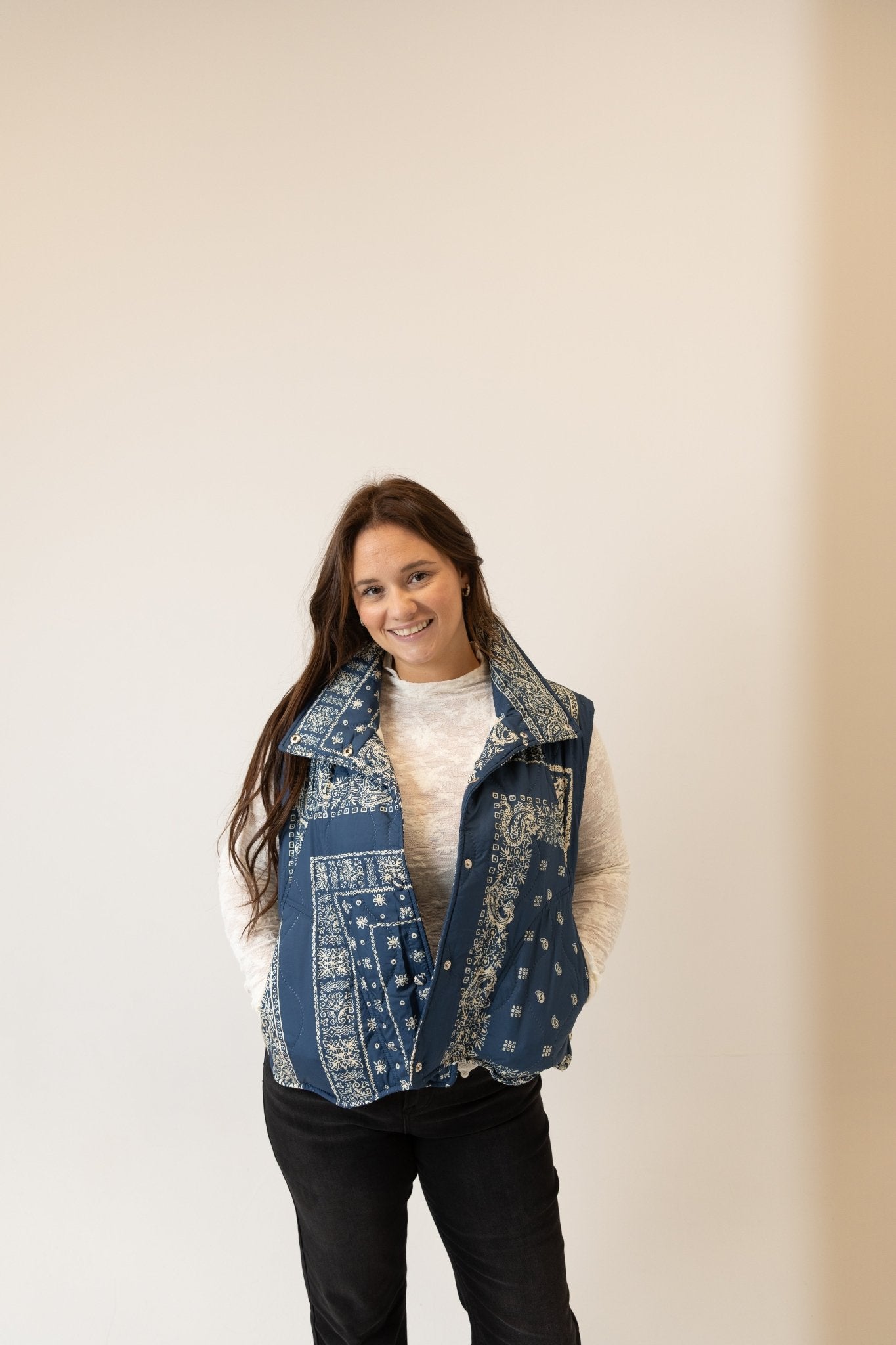 Bandana Print Quilted Puffer Vest - Wild Azalea Boutique