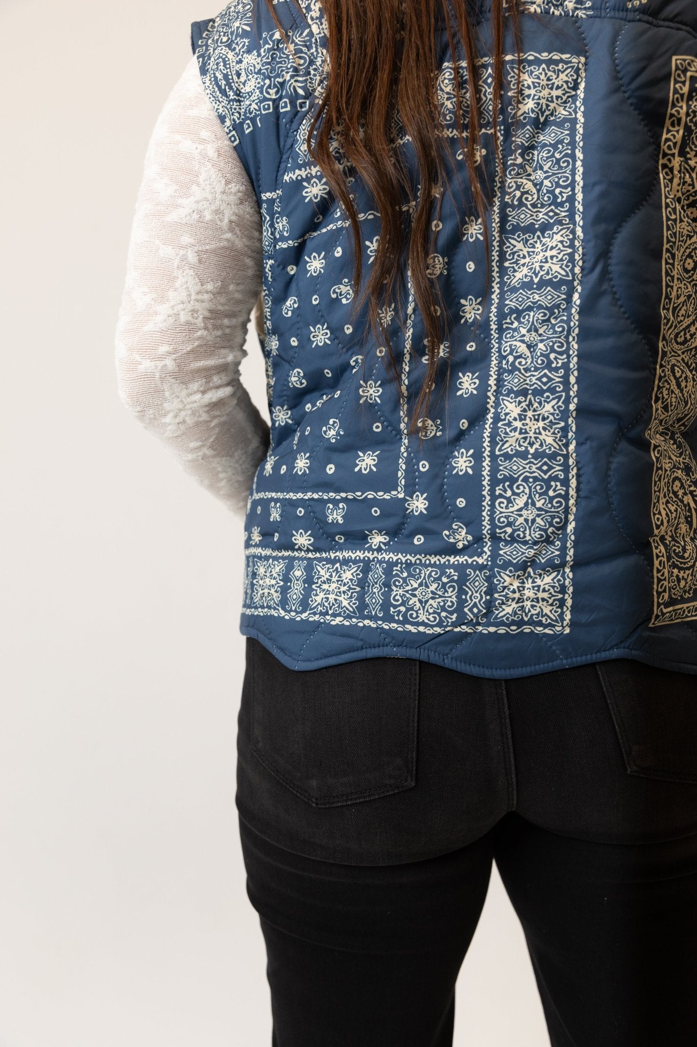 Bandana Print Quilted Puffer Vest - Wild Azalea Boutique