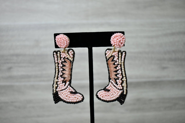 Beaded Cowgirl Boot Earrings - Wild Azalea Boutique