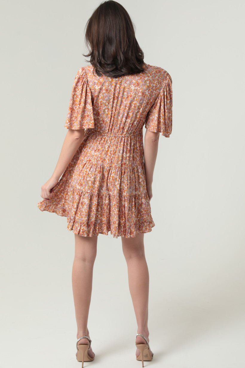 Boho Floral Tiered Fall Mini Dress - Wild Azalea Boutique
