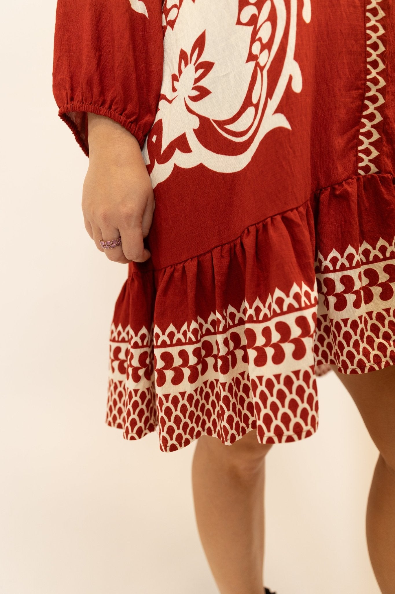 Boho Print Button - Down Mini Dress - Wild Azalea Boutique