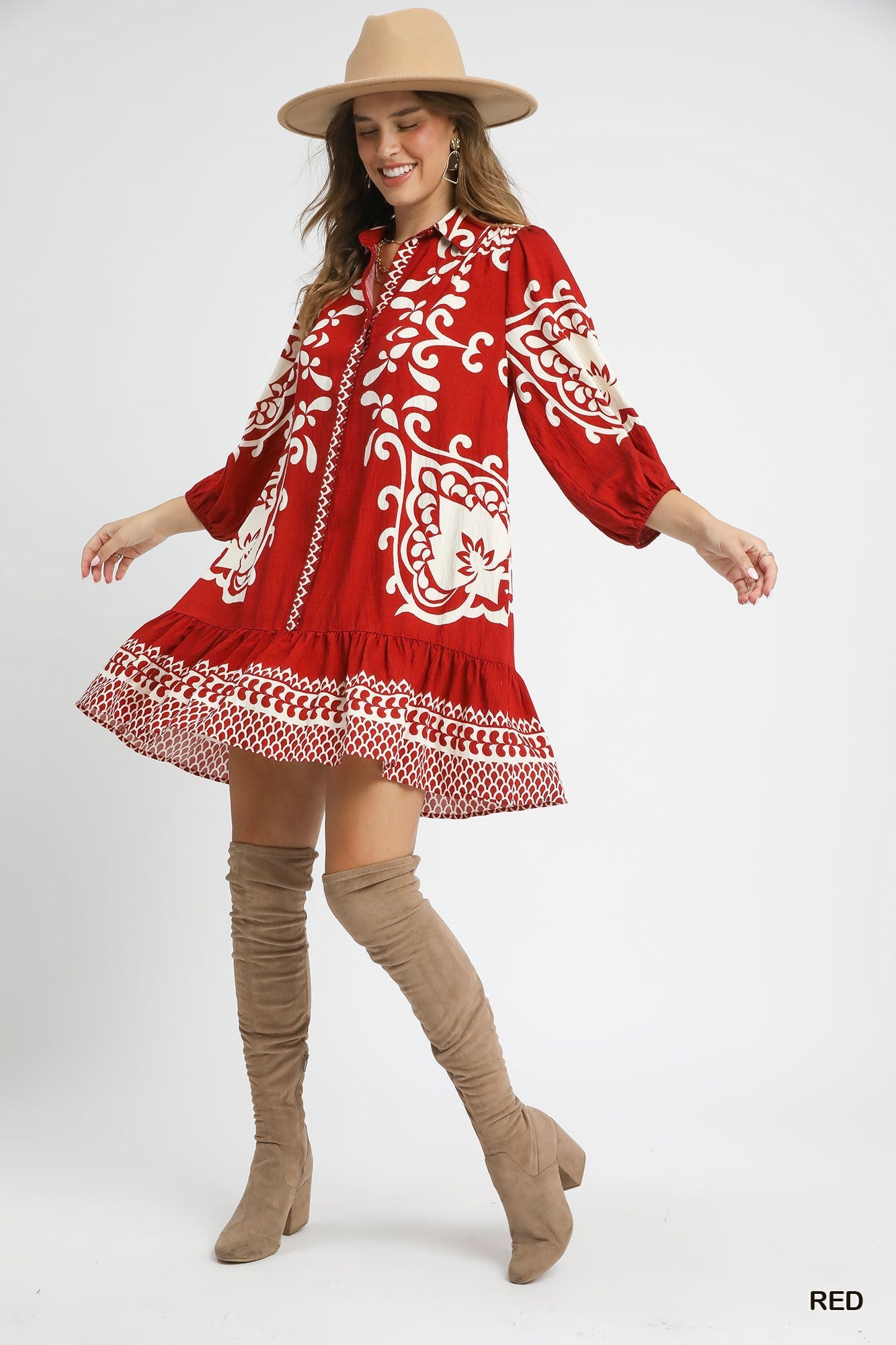 Boho Print Button - Down Mini Dress - Wild Azalea Boutique