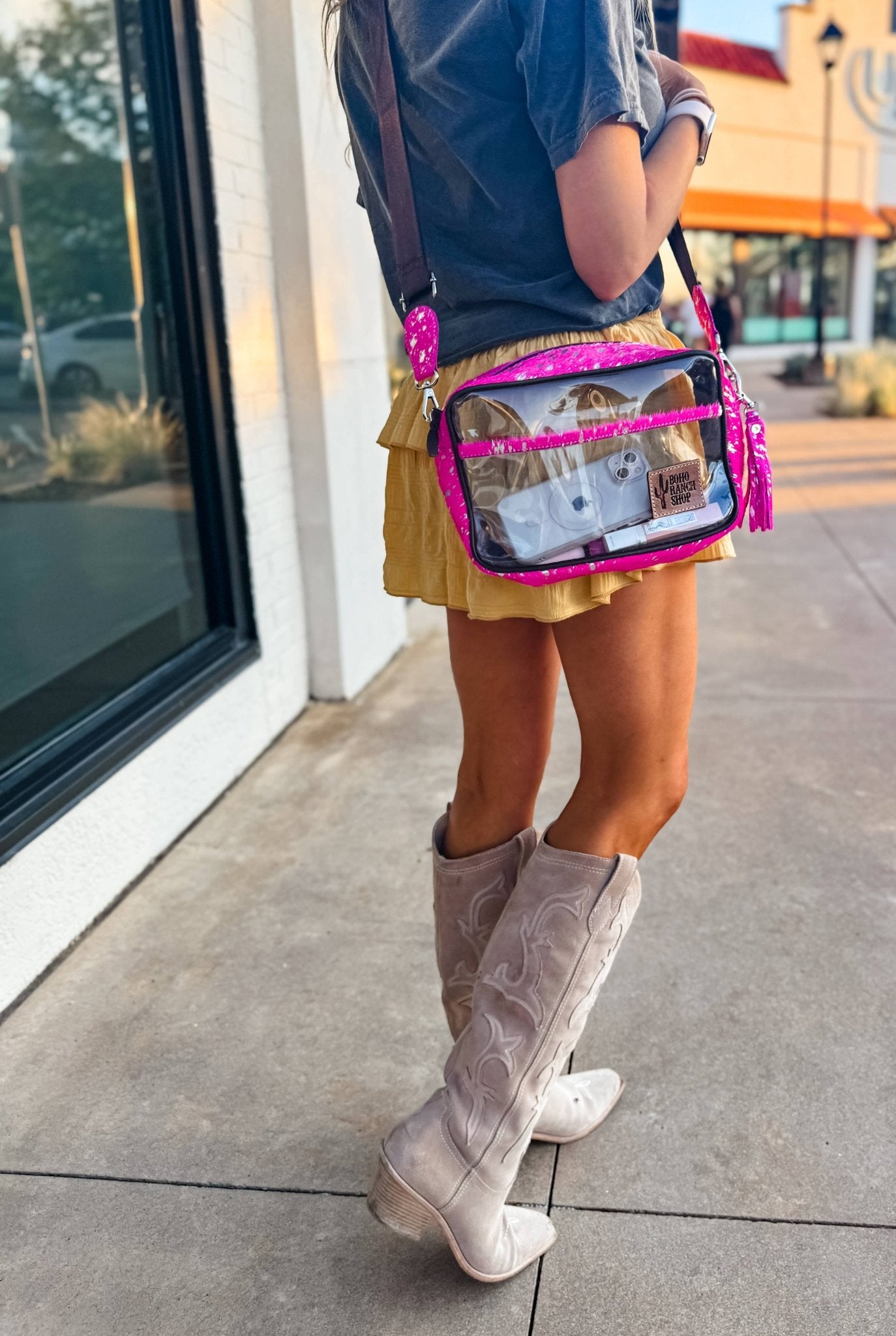 Clear Cowhide Crossbody Purse Bag Concert Festival - Wild Azalea Boutique