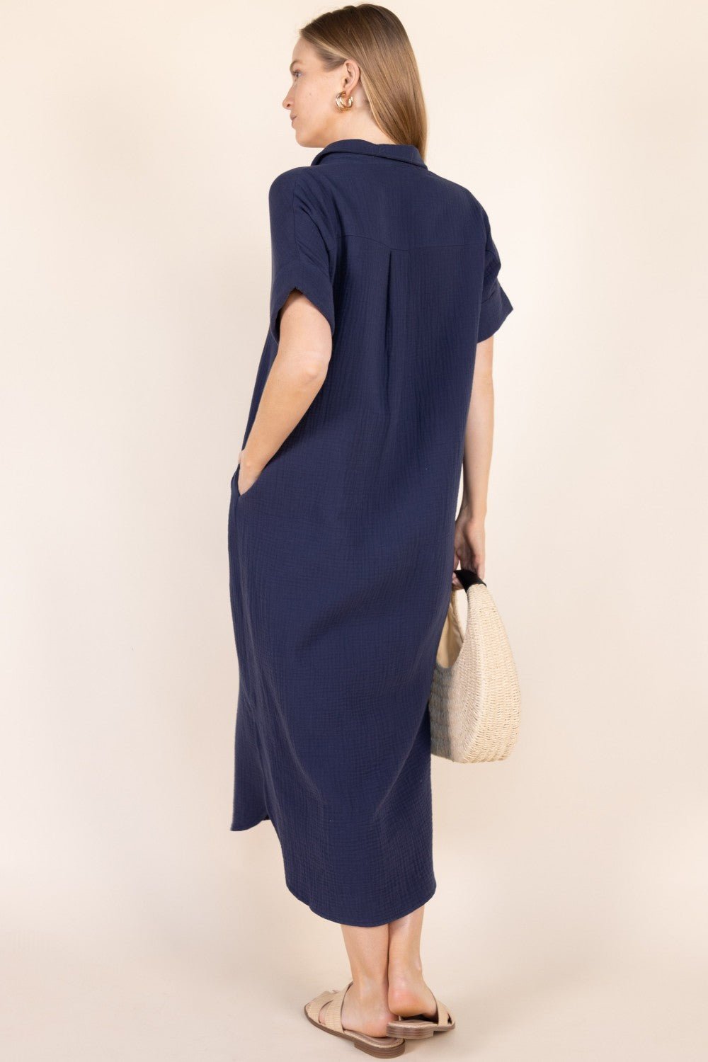 Cotton Maxi Shirt Dress - Wild Azalea Boutique