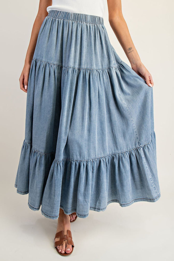 Denim Maxi Skirt - Wild Azalea Boutique