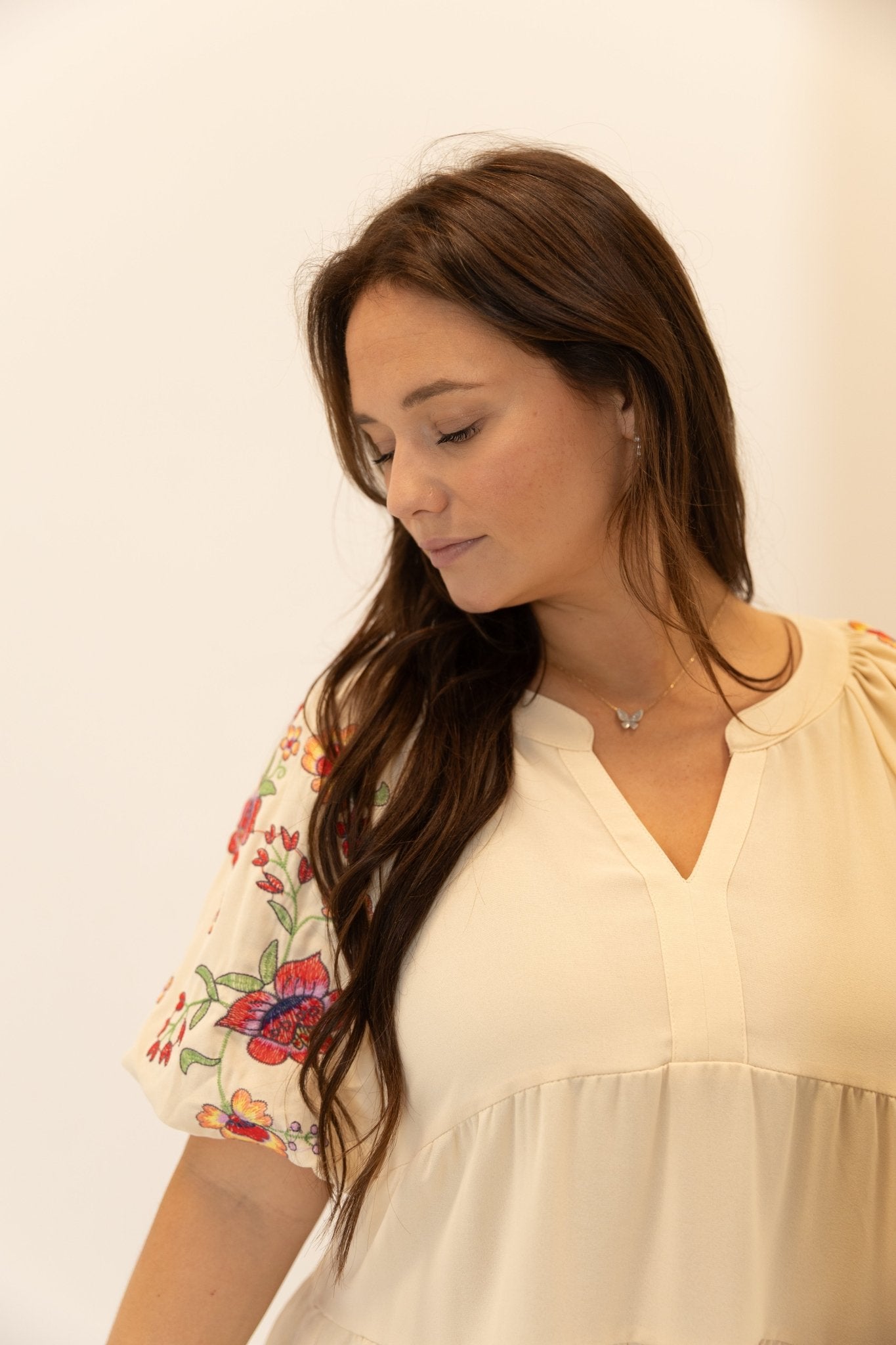 Embroidered Floral Puff Sleeve Dress - Wild Azalea Boutique