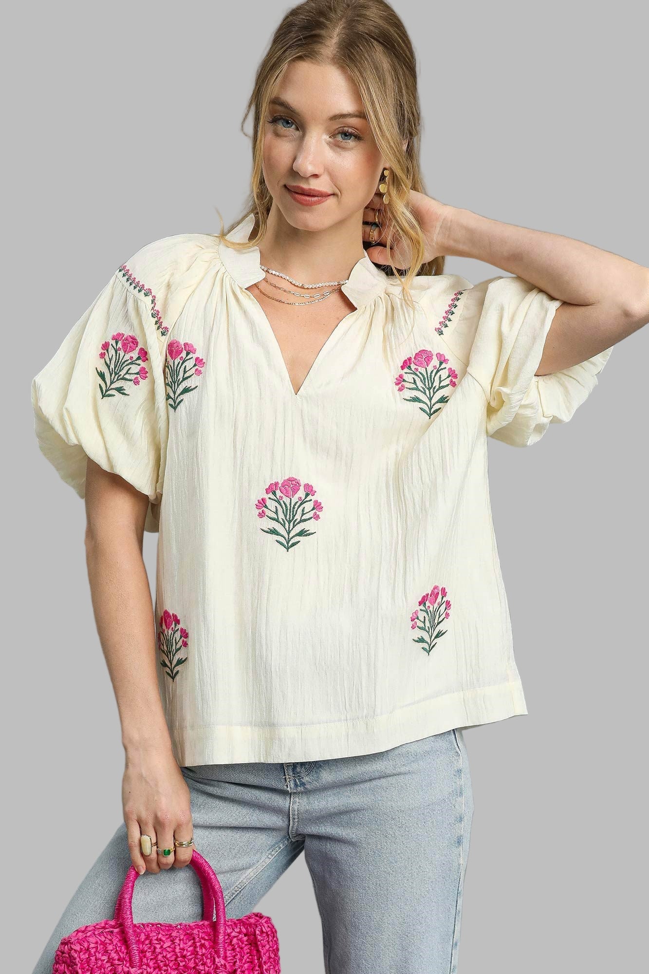 Floral Puff Sleeve Blouse - Wild Azalea Boutique