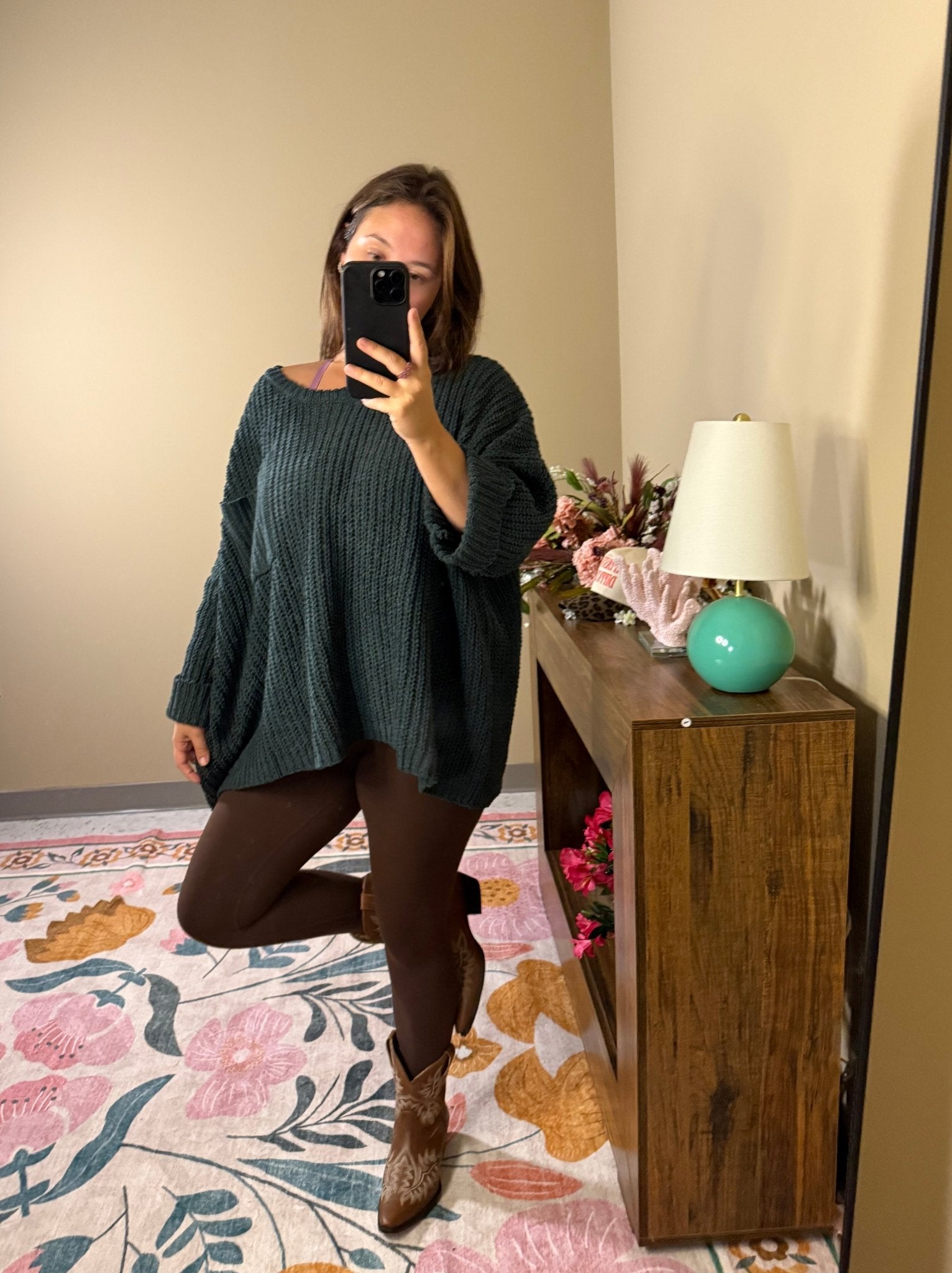 Forest Green Oversized Sweater - Wild Azalea Boutique