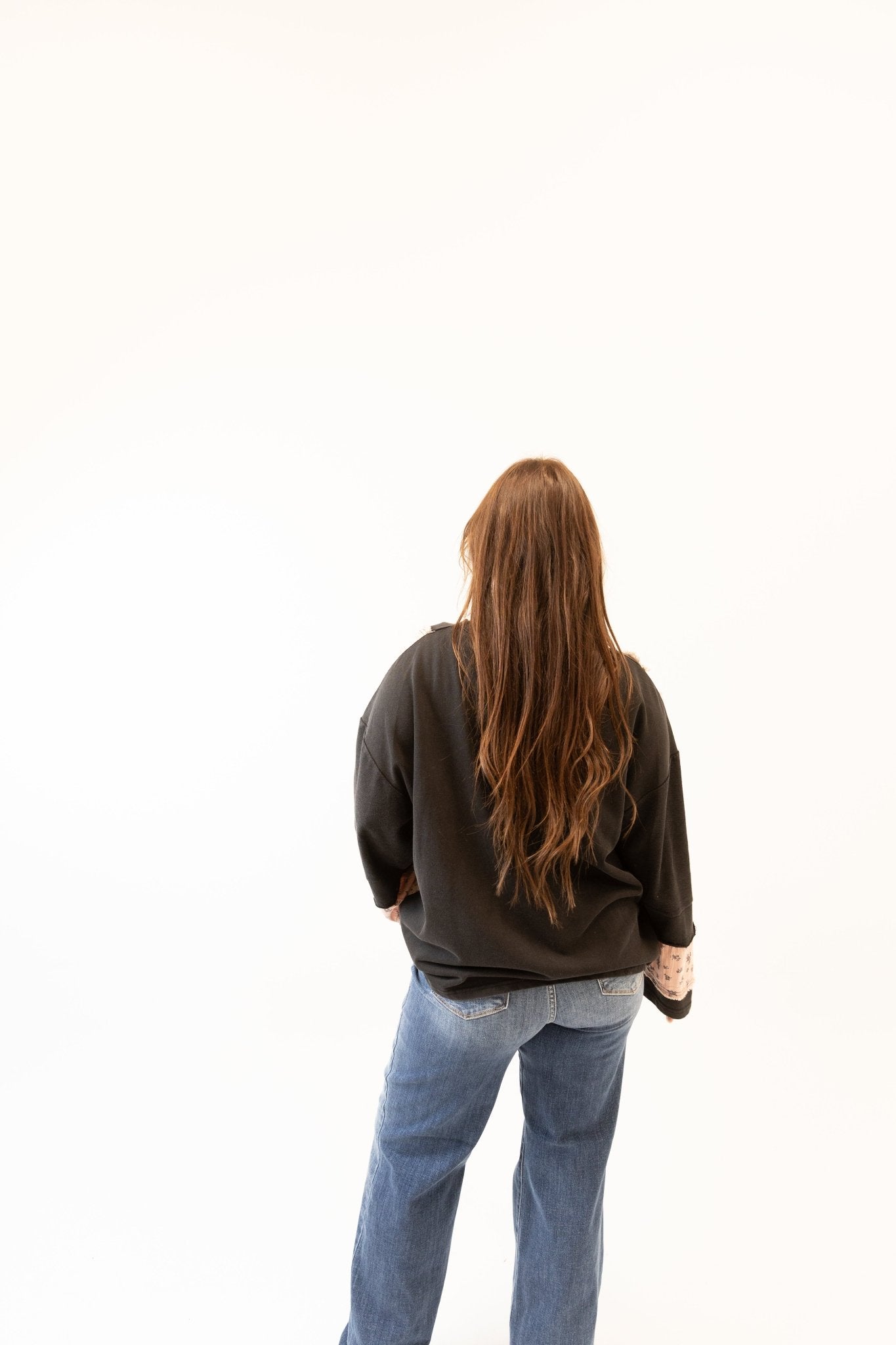 French Terry Patchwork Sleeve Pullover - Wild Azalea Boutique