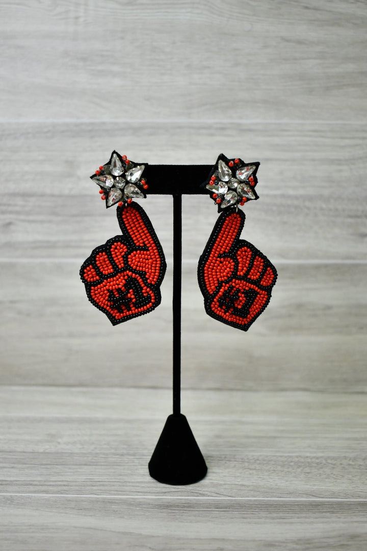 Game Day Number 1 Fan Earrings - Wild Azalea Boutique