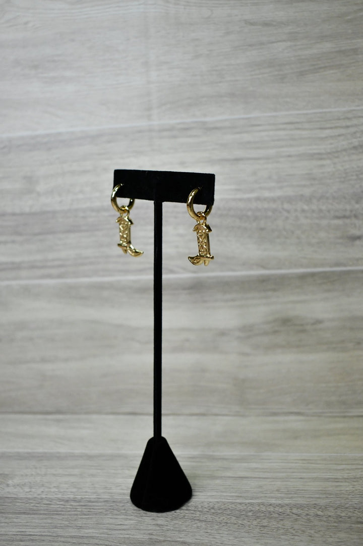 Golden Cowgirl Boot Hoop Earrings - Wild Azalea Boutique