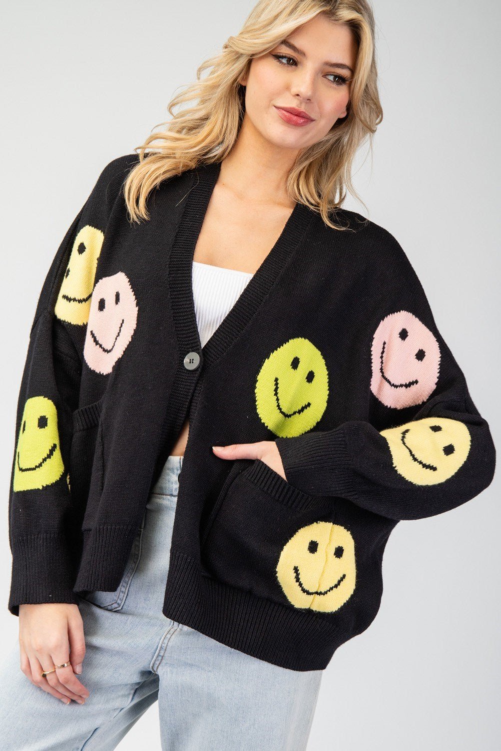 Happy Face Cardigan - Wild Azalea Boutique