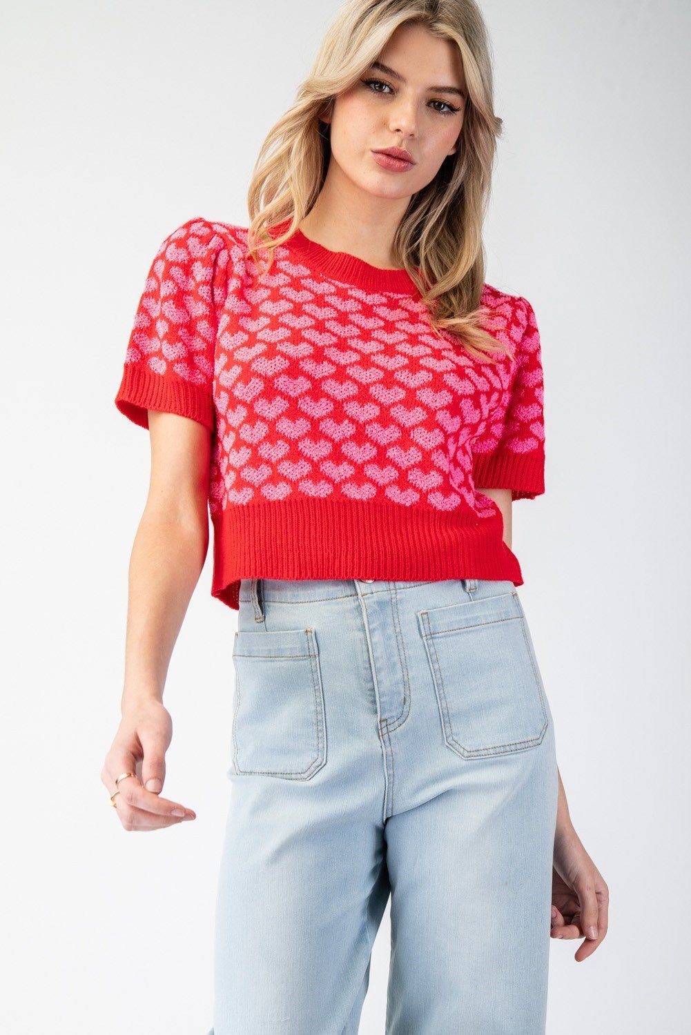 Heart Cropped Sweater - Wild Azalea Boutique