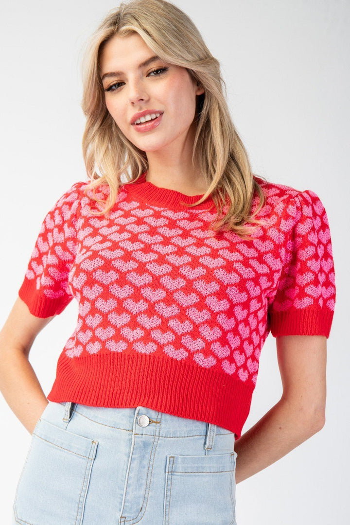 Heart Cropped Sweater - Wild Azalea Boutique