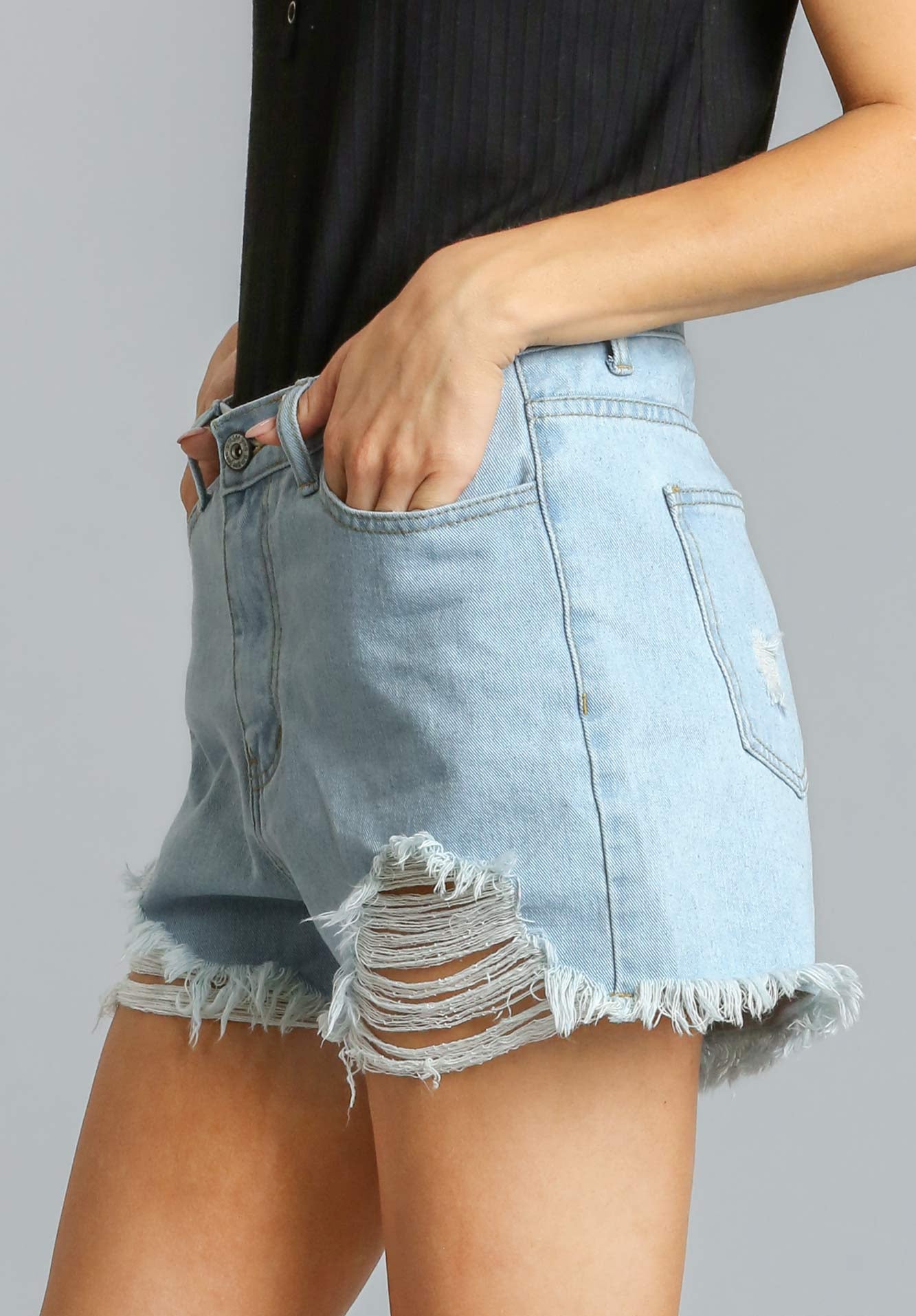 High Waisted Denim Shorts - Wild Azalea Boutique