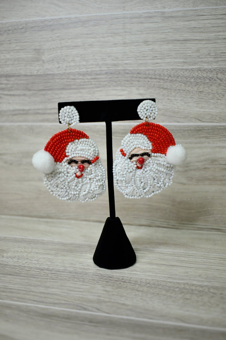 Jolly Santa Christmas Beaded Earrings - Wild Azalea Boutique