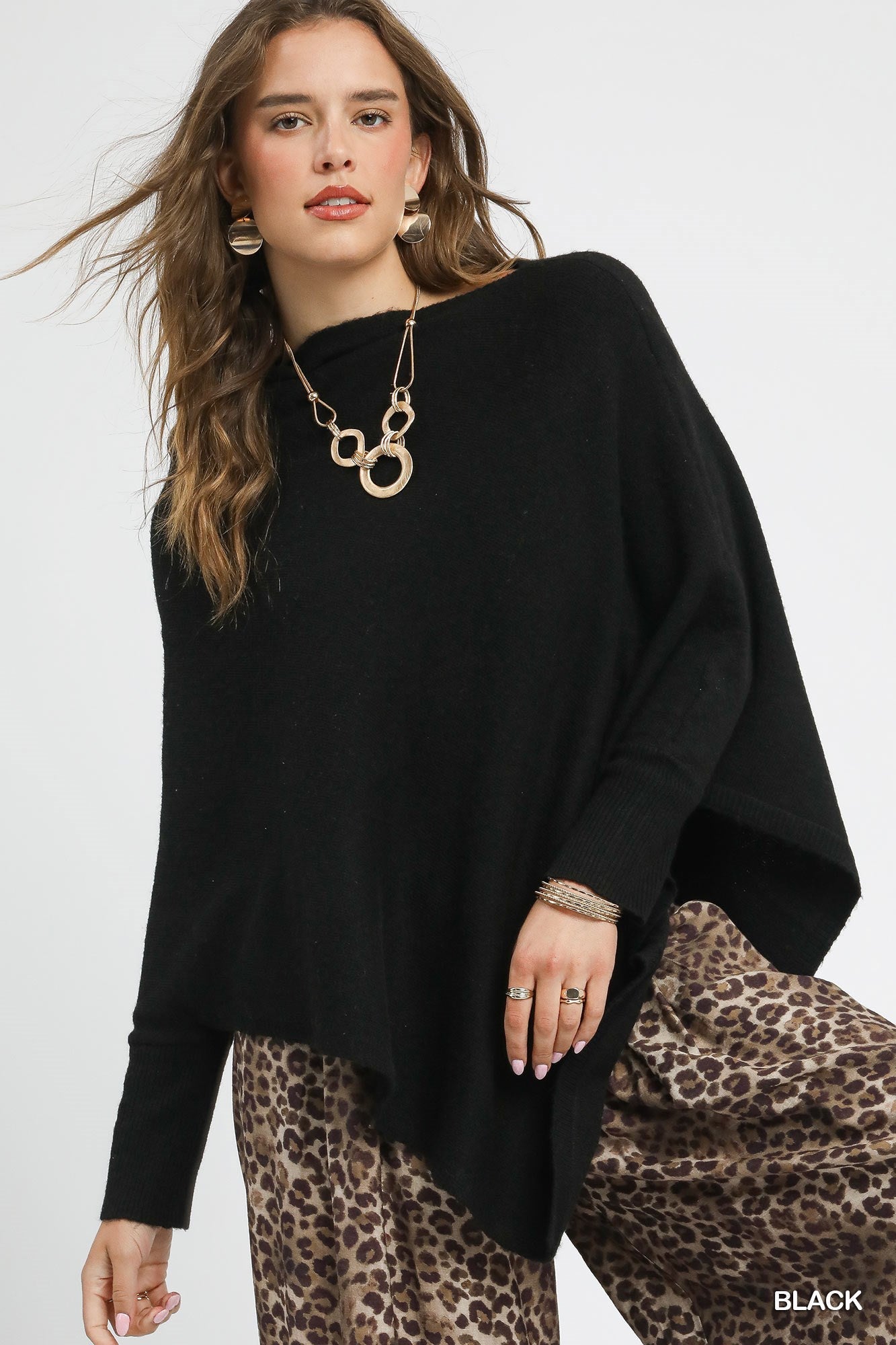 Knit Poncho Sweater - Wild Azalea Boutique