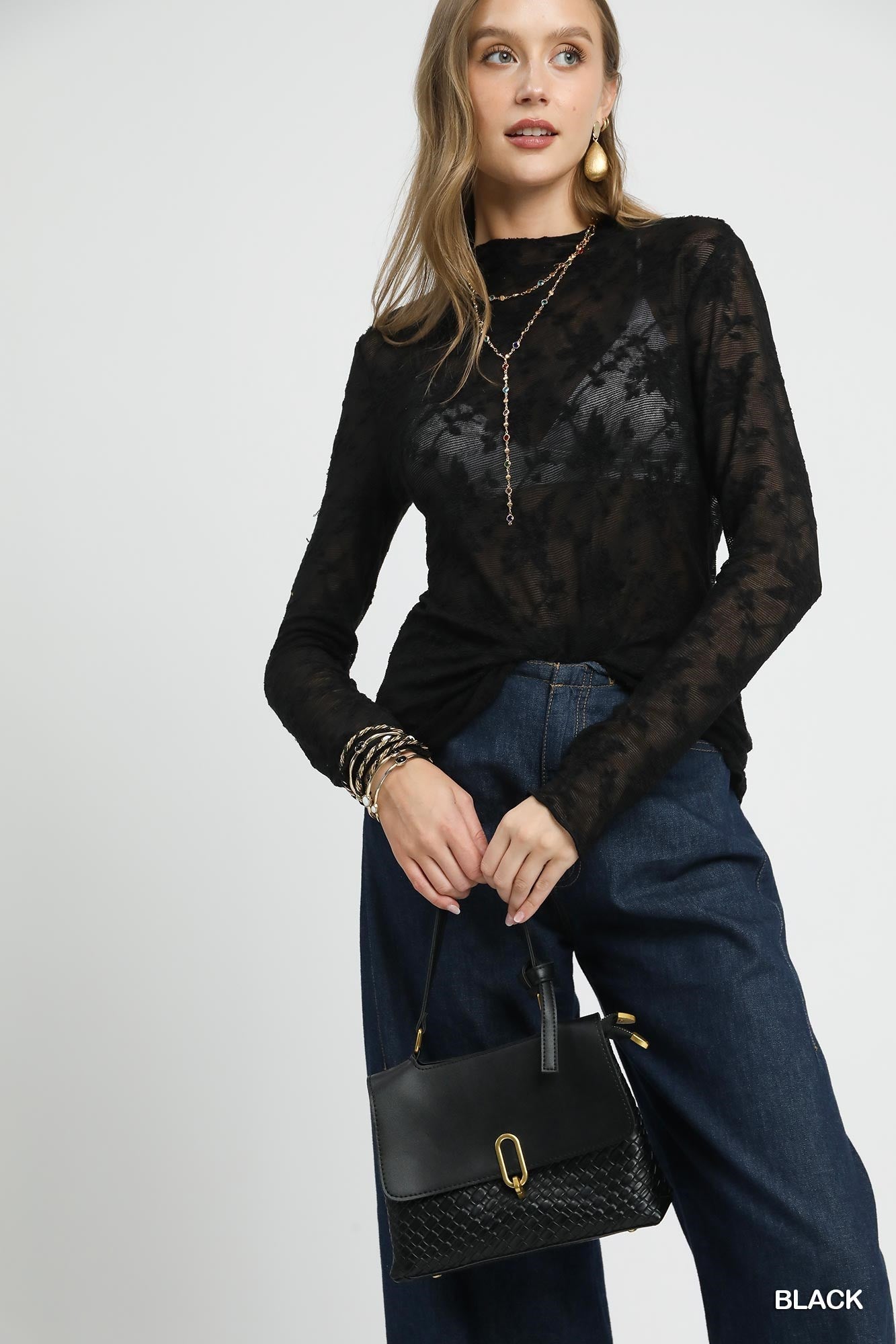 Lace Sheer Long Sleeve Top - Wild Azalea Boutique