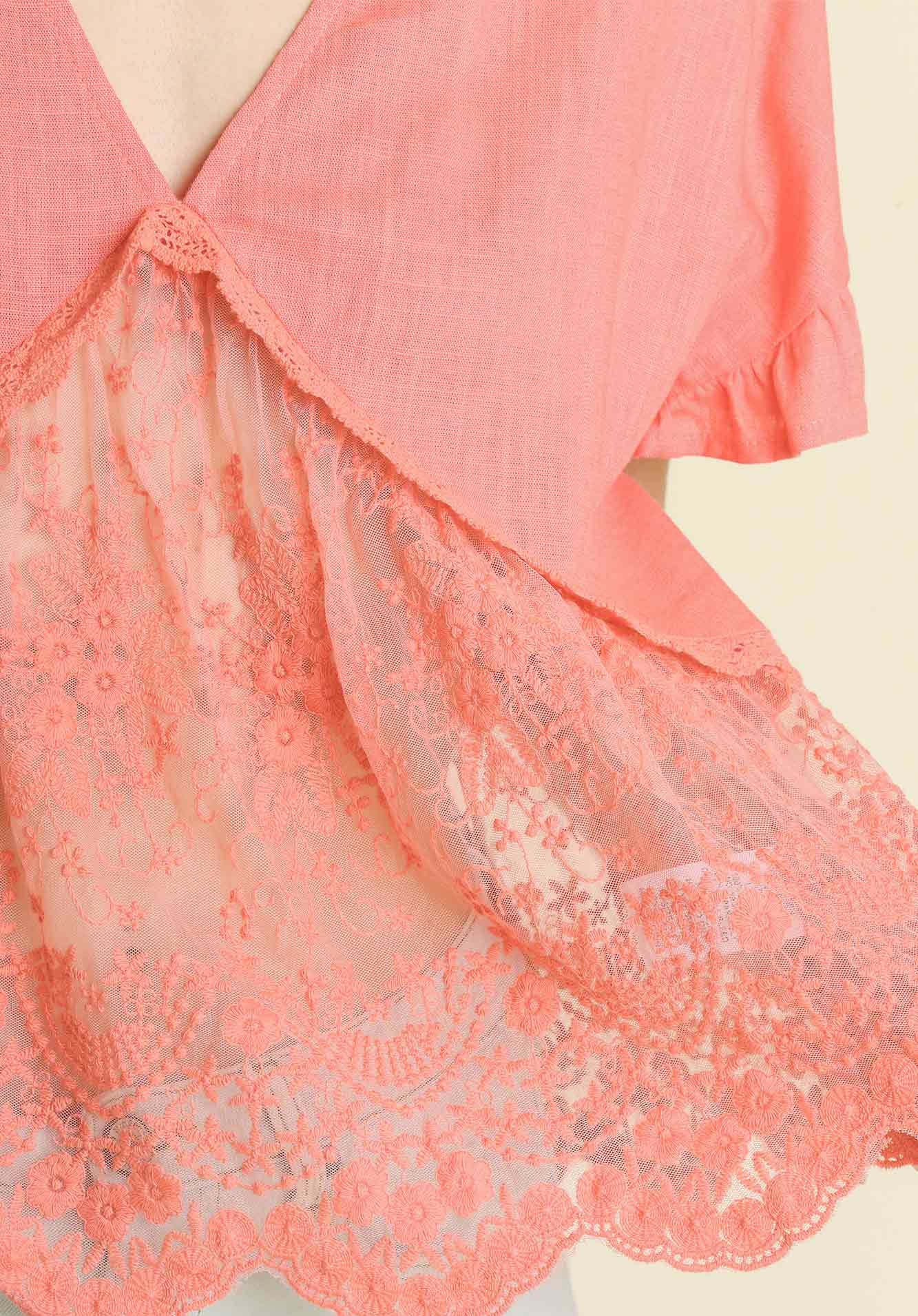 Linen V - Neck Sheer Top - Wild Azalea Boutique