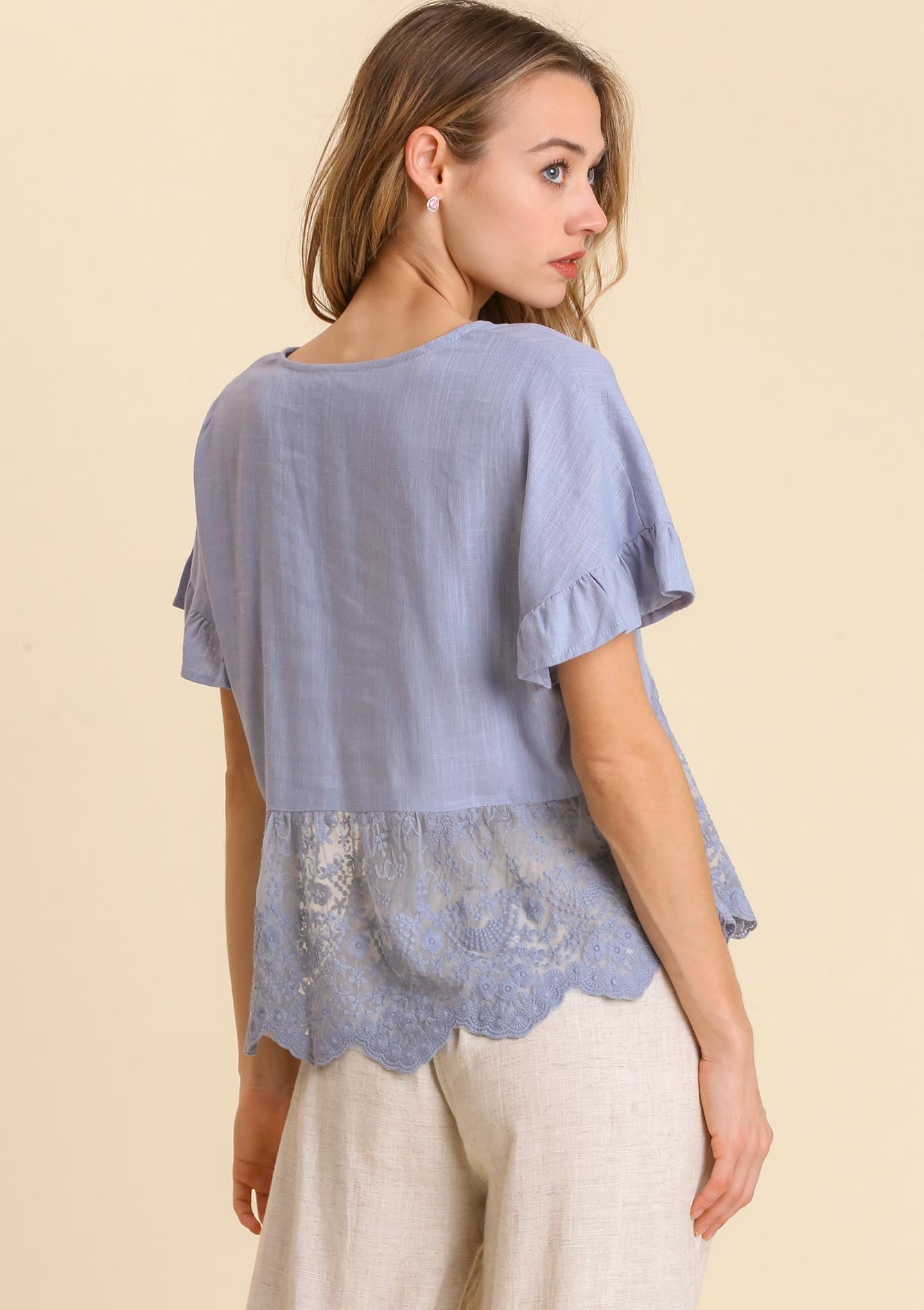 Linen V - Neck Sheer Top - Wild Azalea Boutique