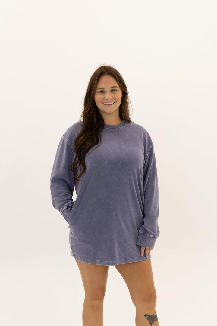 Long Sleeve Oversized Mini Dress - Wild Azalea Boutique