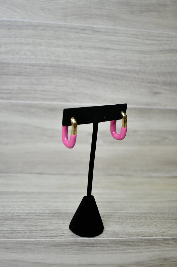 Pink and Gold Mini Hoops Earrings - Wild Azalea Boutique