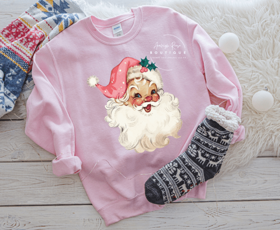 Pink Santa Hat Sweatshirt - Wild Azalea Boutique