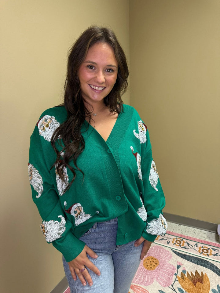 Santa Sequined Christmas Cardigan - Wild Azalea Boutique