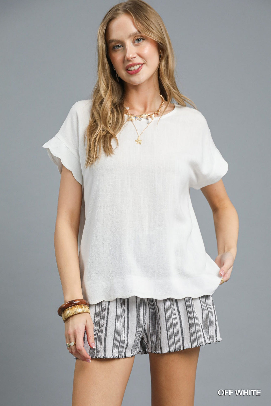 Scallop Linen Top - Wild Azalea Boutique
