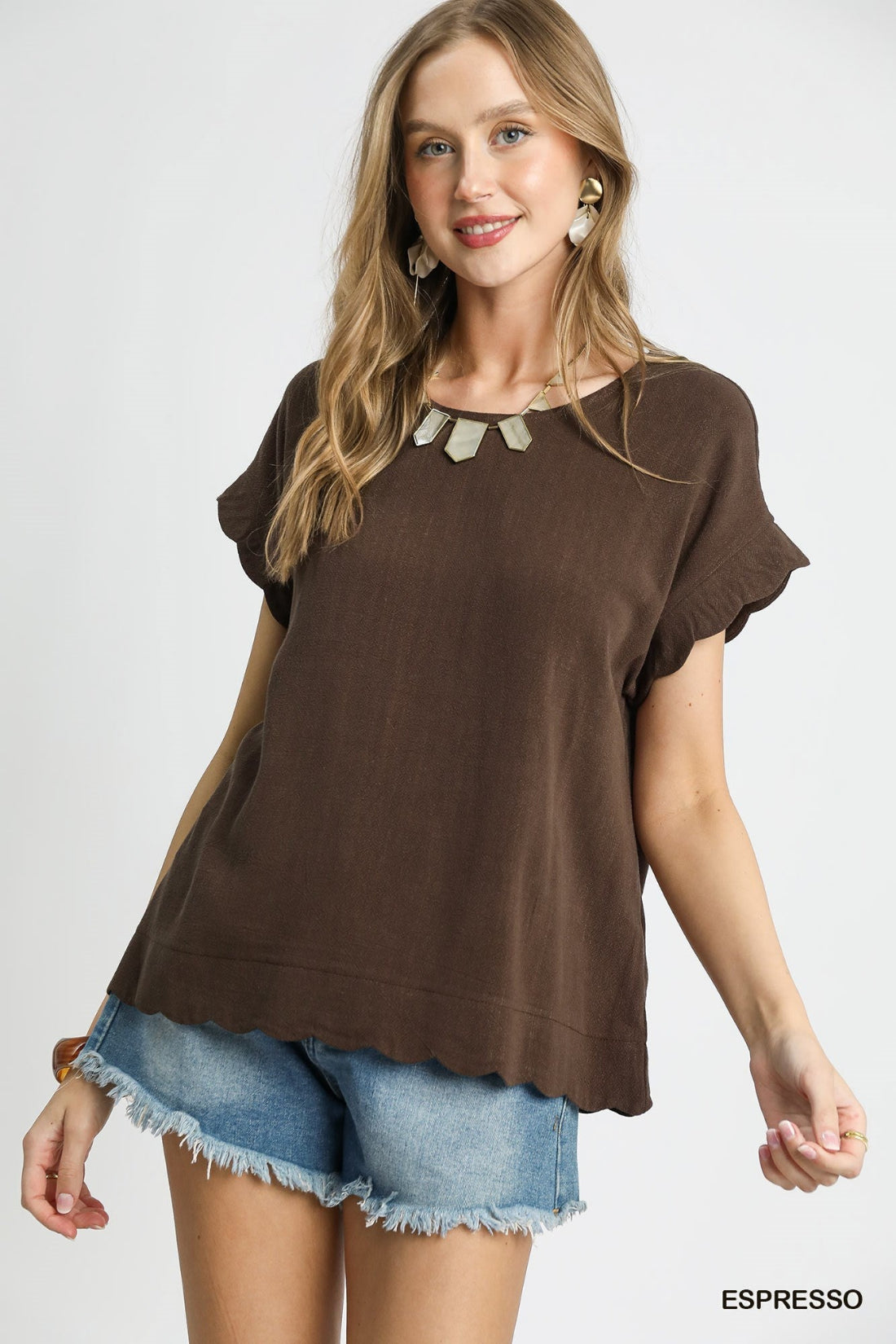Scallop Linen Top - Wild Azalea Boutique