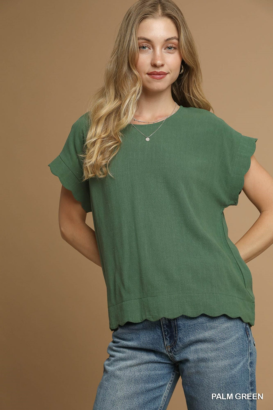 Scallop Linen Top - Wild Azalea Boutique