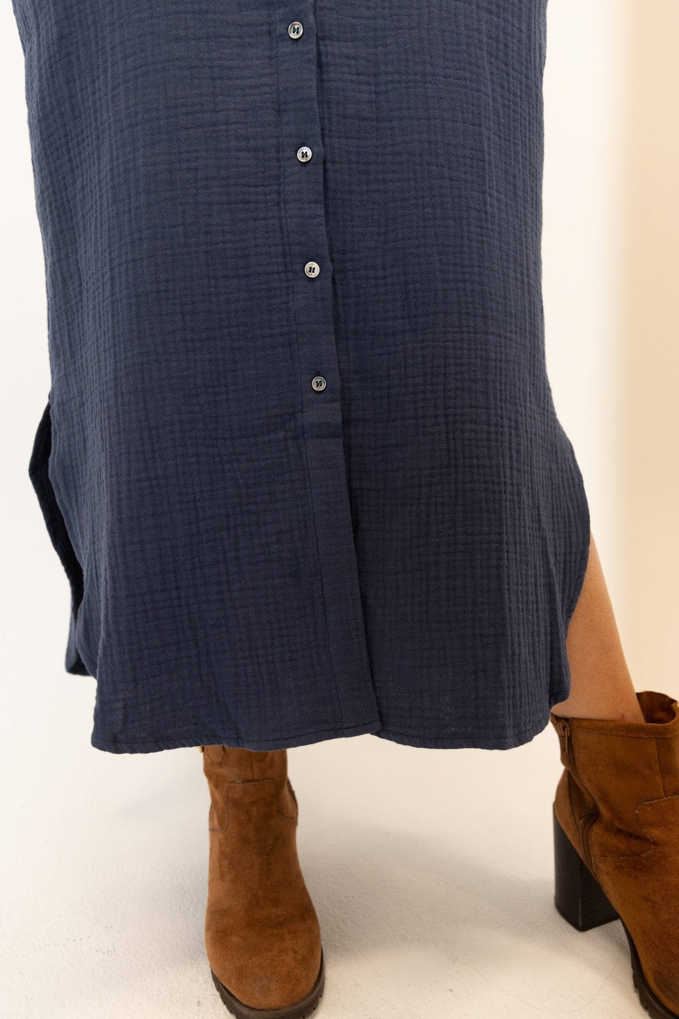 Short Sleeve Cotton Button - Up Midi Dress - Wild Azalea Boutique