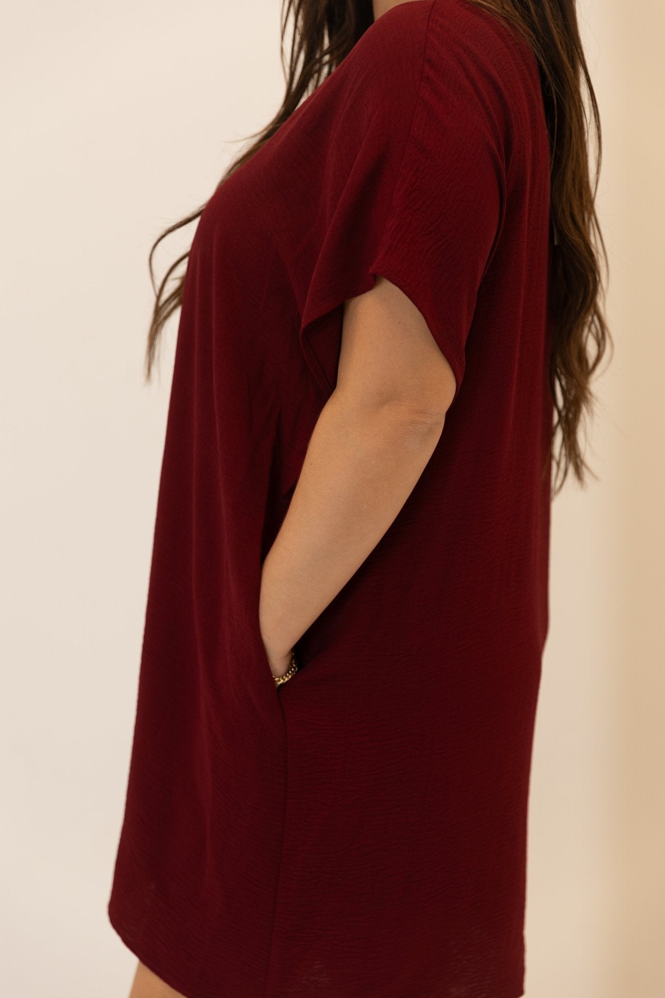 Short Sleeve V - Neck Mini Dress - Wild Azalea Boutique