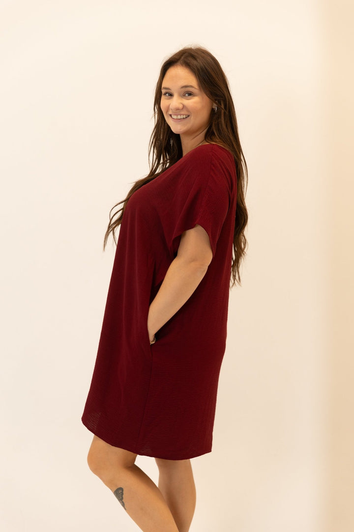 Short Sleeve V - Neck Mini Dress - Wild Azalea Boutique