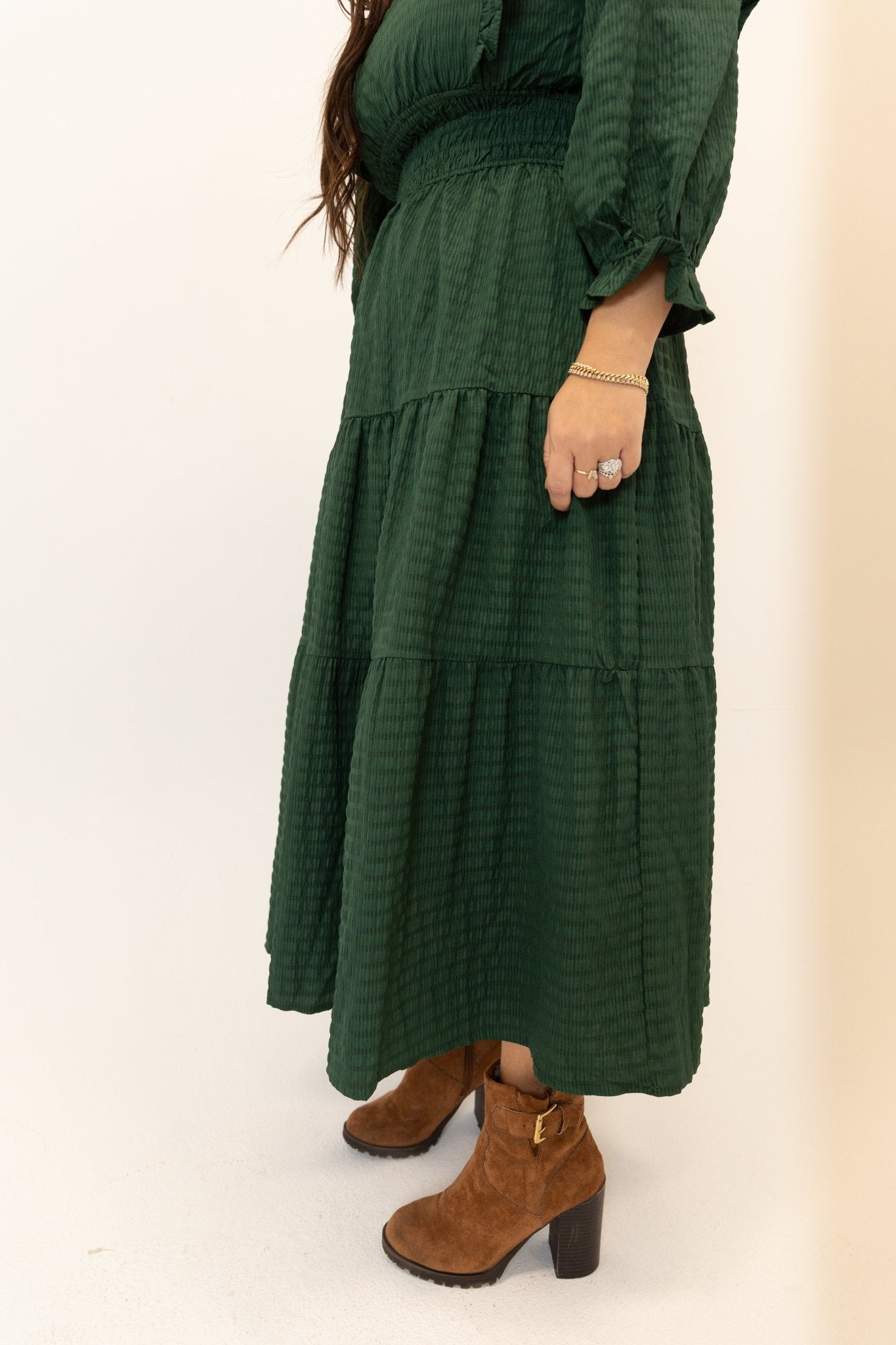 Smocked Tiered Maxi Dress with Puff Sleeves - Wild Azalea Boutique