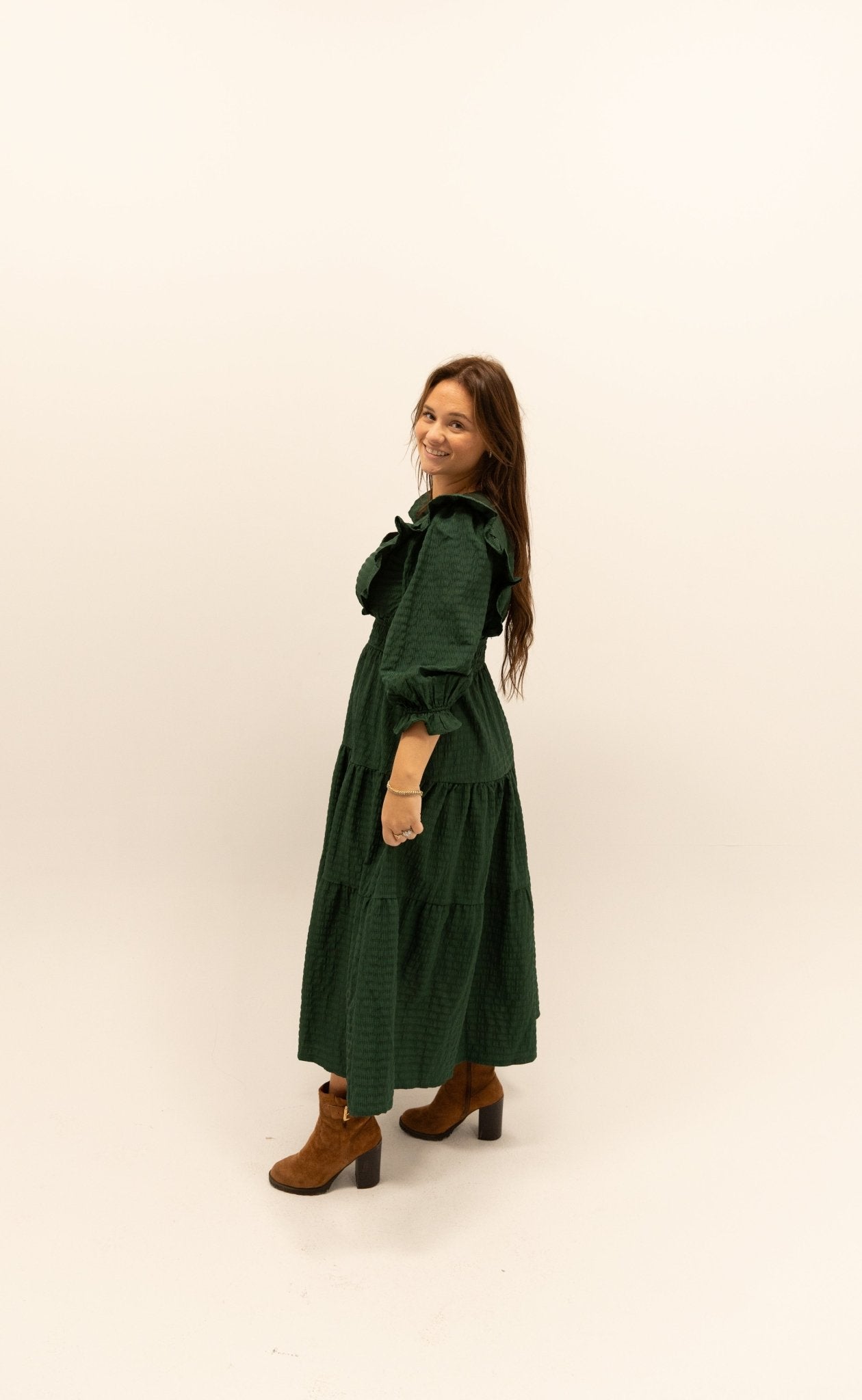 Smocked Tiered Maxi Dress with Puff Sleeves - Wild Azalea Boutique