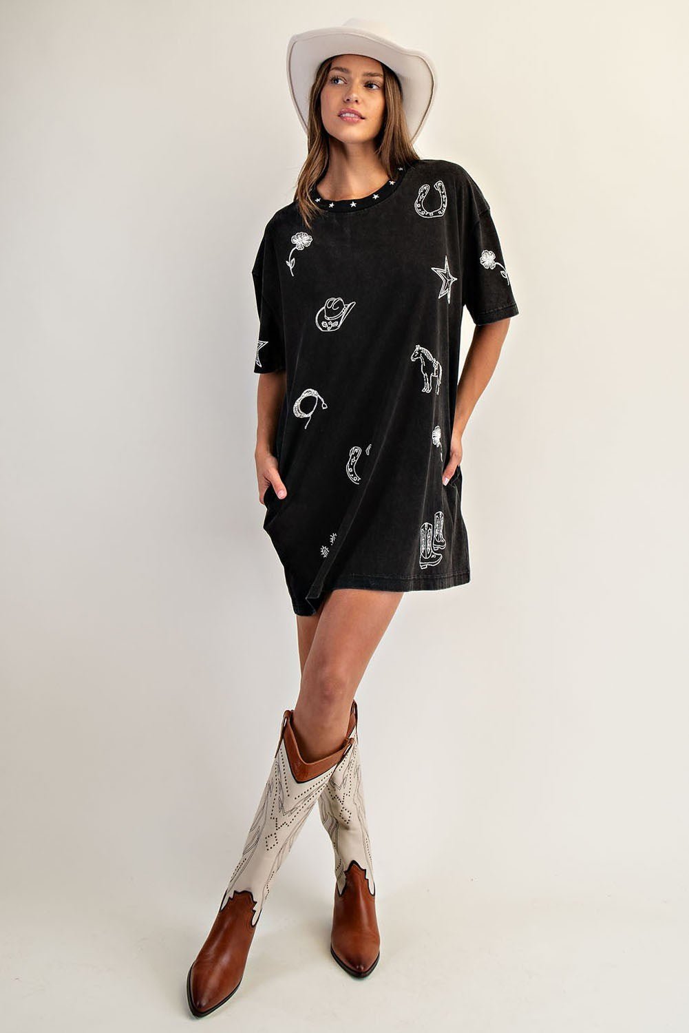 Soft Western Graphic T-Shirt Dress - Wild Azalea Boutique