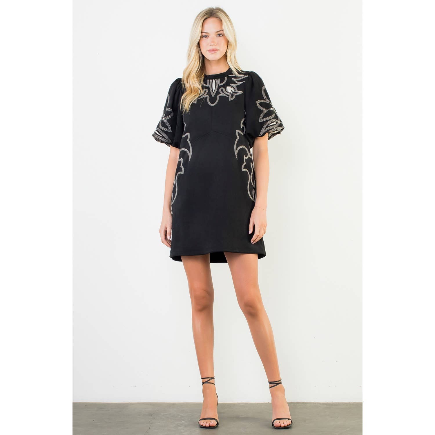 thml vittoria embroidered dress Azure Gown – A-line with Cold Shoulders & Lace Sleeves main image 1