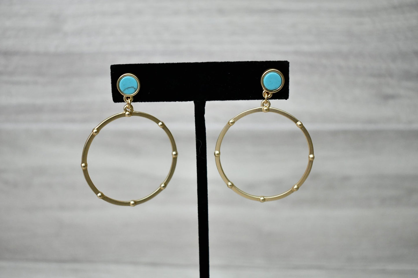 Turquoise and Gold Hoop Earrings - Wild Azalea Boutique