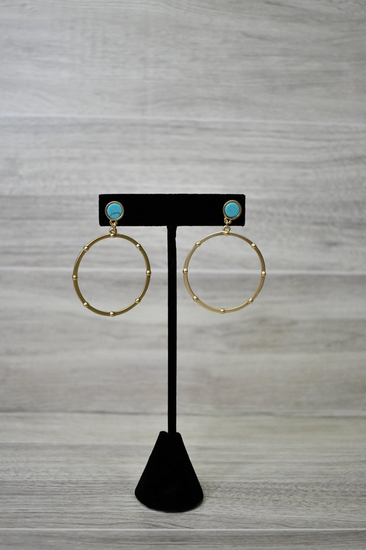 Turquoise and Gold Hoop Earrings - Wild Azalea Boutique