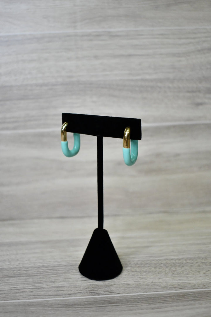 Turquoise and Gold Mini Hoops - Wild Azalea Boutique