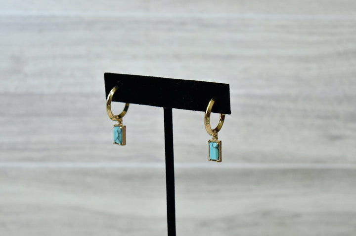 Turquoise Drop Hoop Earrings - Wild Azalea Boutique