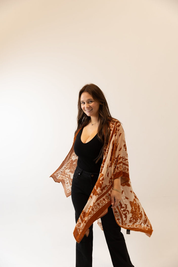 Velvet Flowly Burnout Floral Kimono - Wild Azalea Boutique