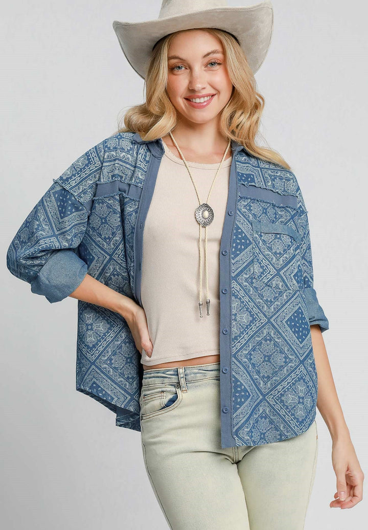 Western Denim Shacket - Wild Azalea Boutique